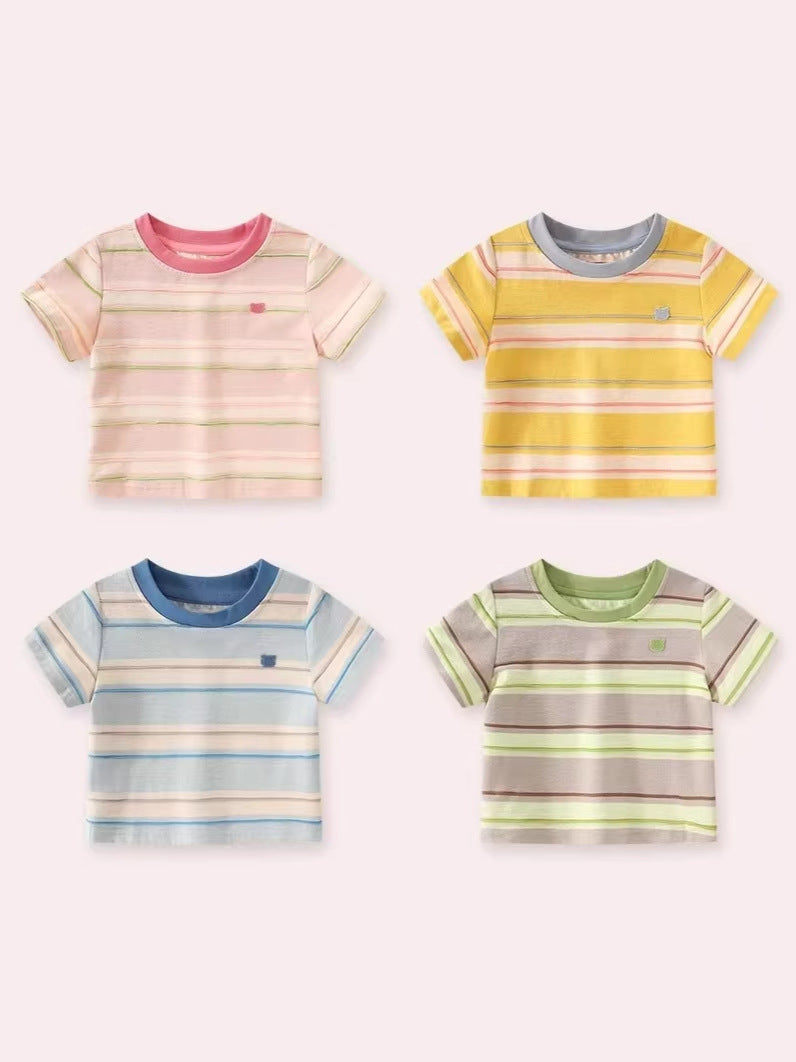 Unisex Striped Cotton Short-Sleeve Top