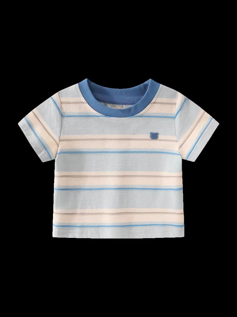 Unisex Striped Cotton Short-Sleeve Top