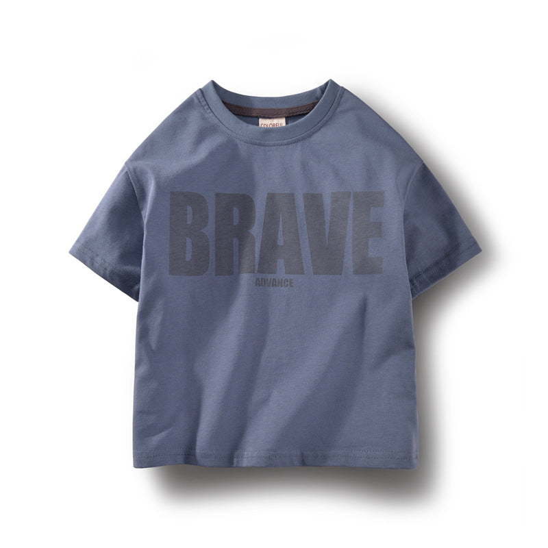 Boys' Pure Cotton Drop-Shoulder Short-Sleeve Top