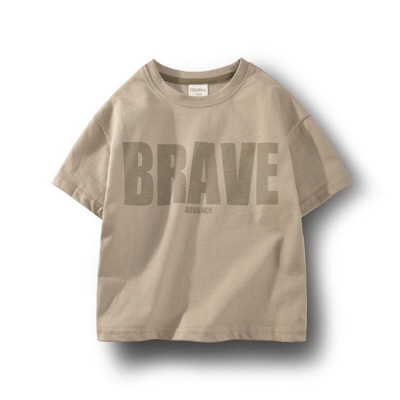 Boys' Pure Cotton Drop-Shoulder Short-Sleeve Top
