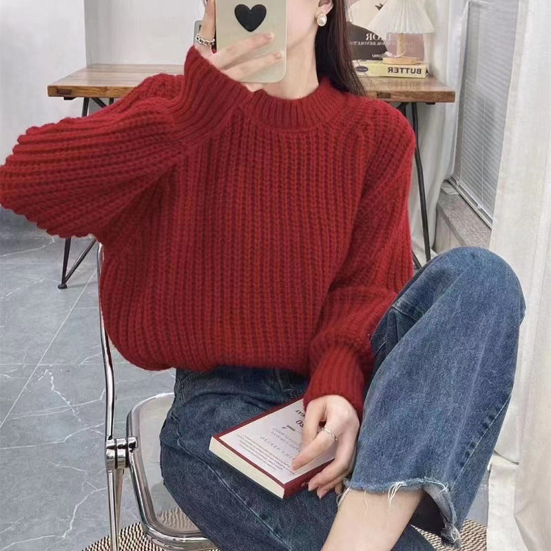 Women's Korean Style Thick Knit Pullover Sweater