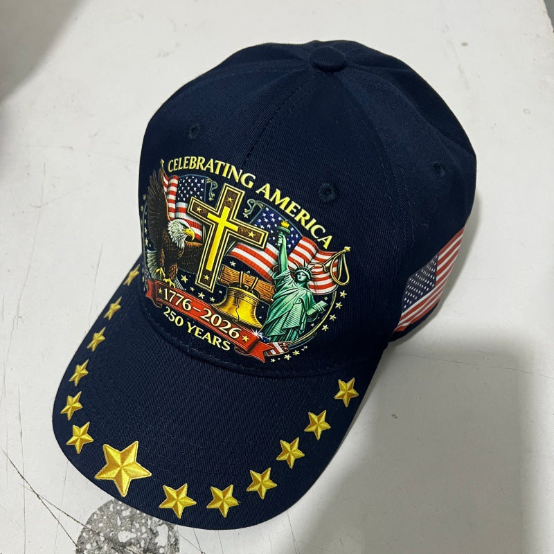 Eagle Print Anniversary Baseball Cap, Adjustable Unisex Fit