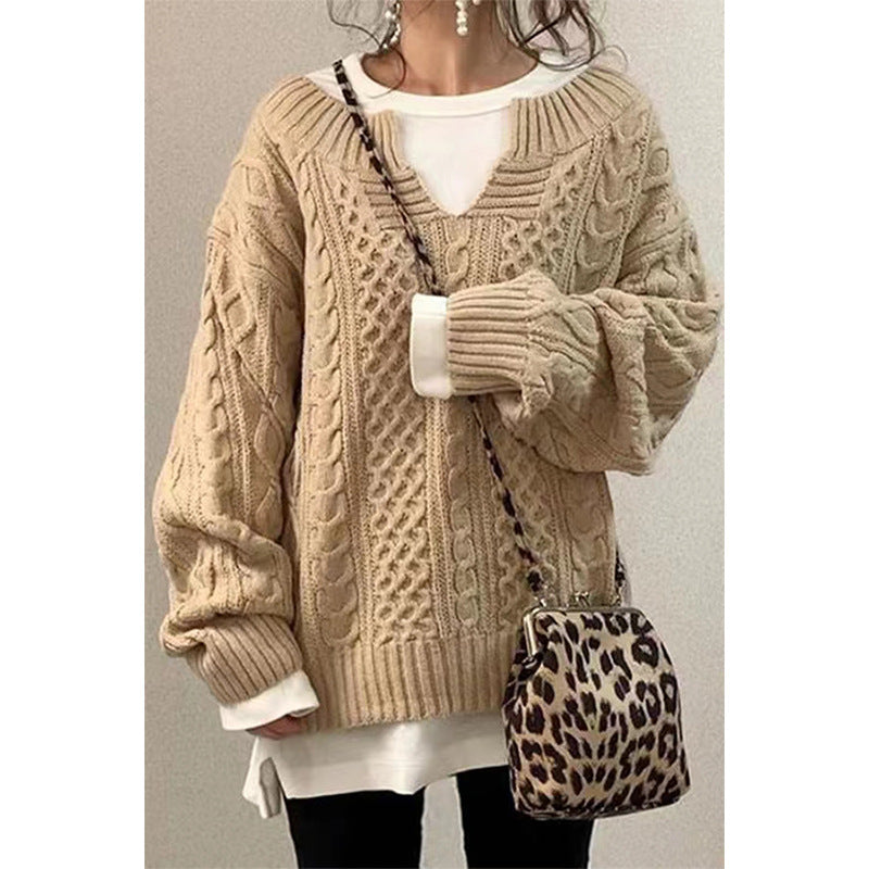 Women's Twist Knit Loose Pullover Sweater