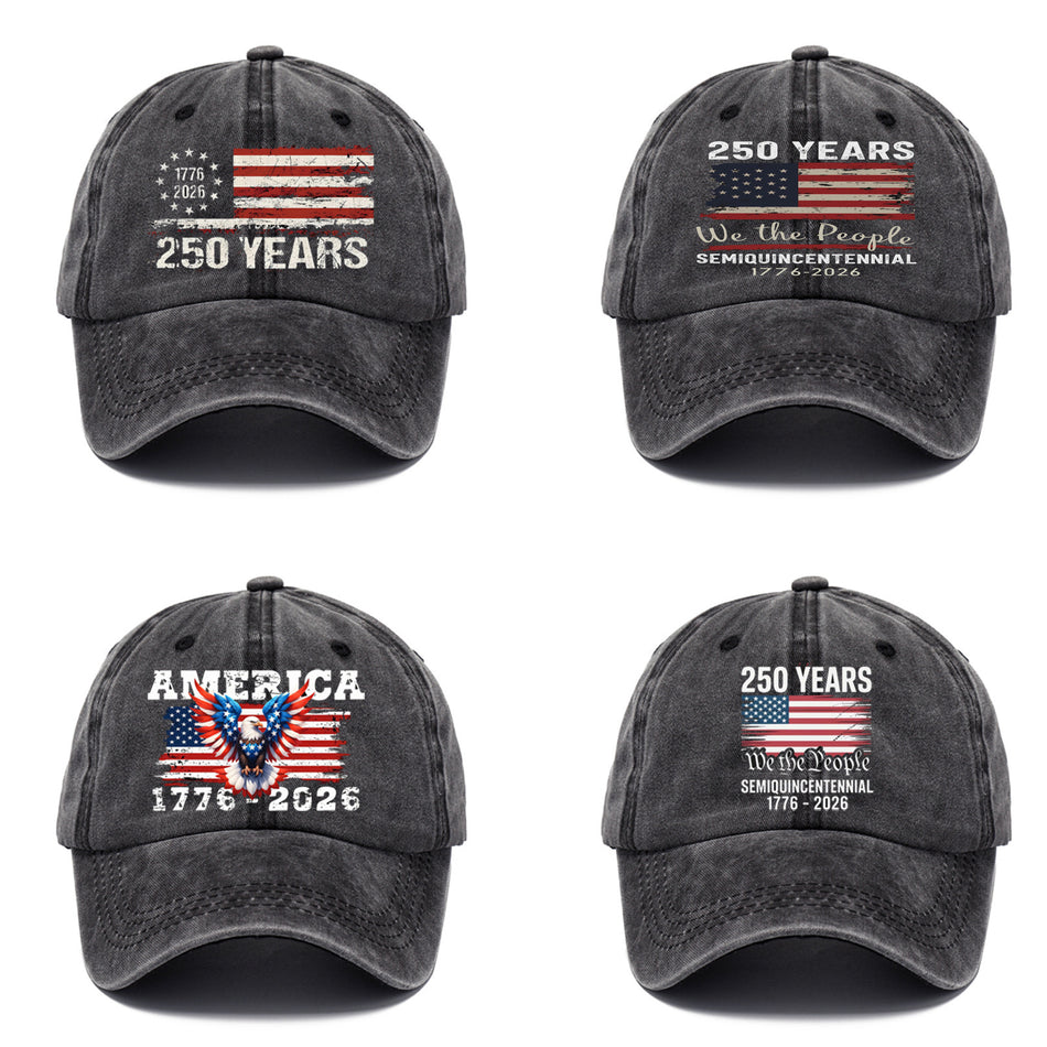 US Anniversary Print Baseball Cap, Adjustable Cotton Cap