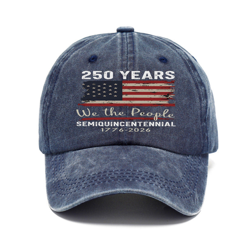 US Anniversary Print Baseball Cap, Adjustable Cotton Cap