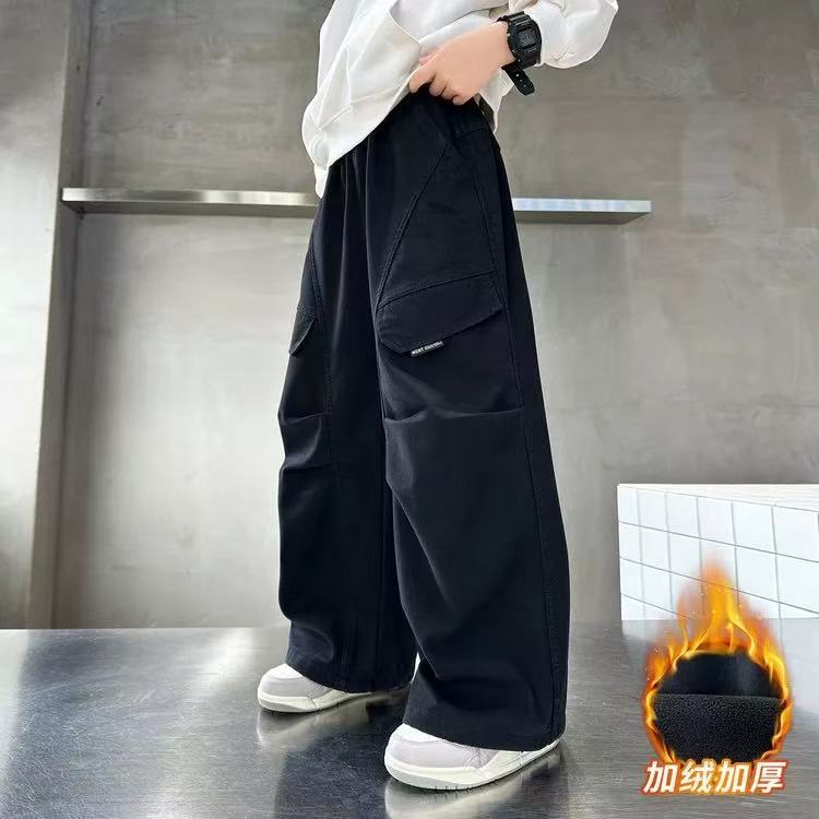 Boys' Fleece-Lined Thermal Straight-Leg Cargo Pants