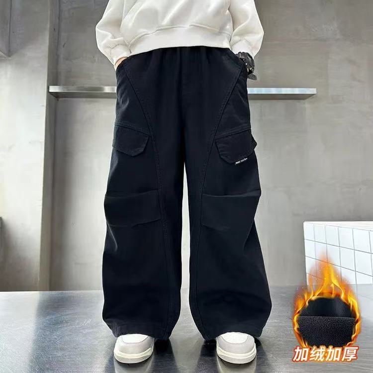 Boys' Fleece-Lined Thermal Straight-Leg Cargo Pants