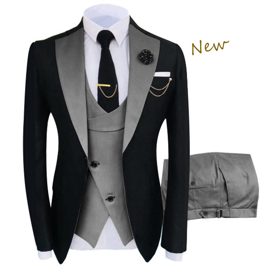 Men's Slim Fit Three-Piece Suit, Wedding and Groomsman Style