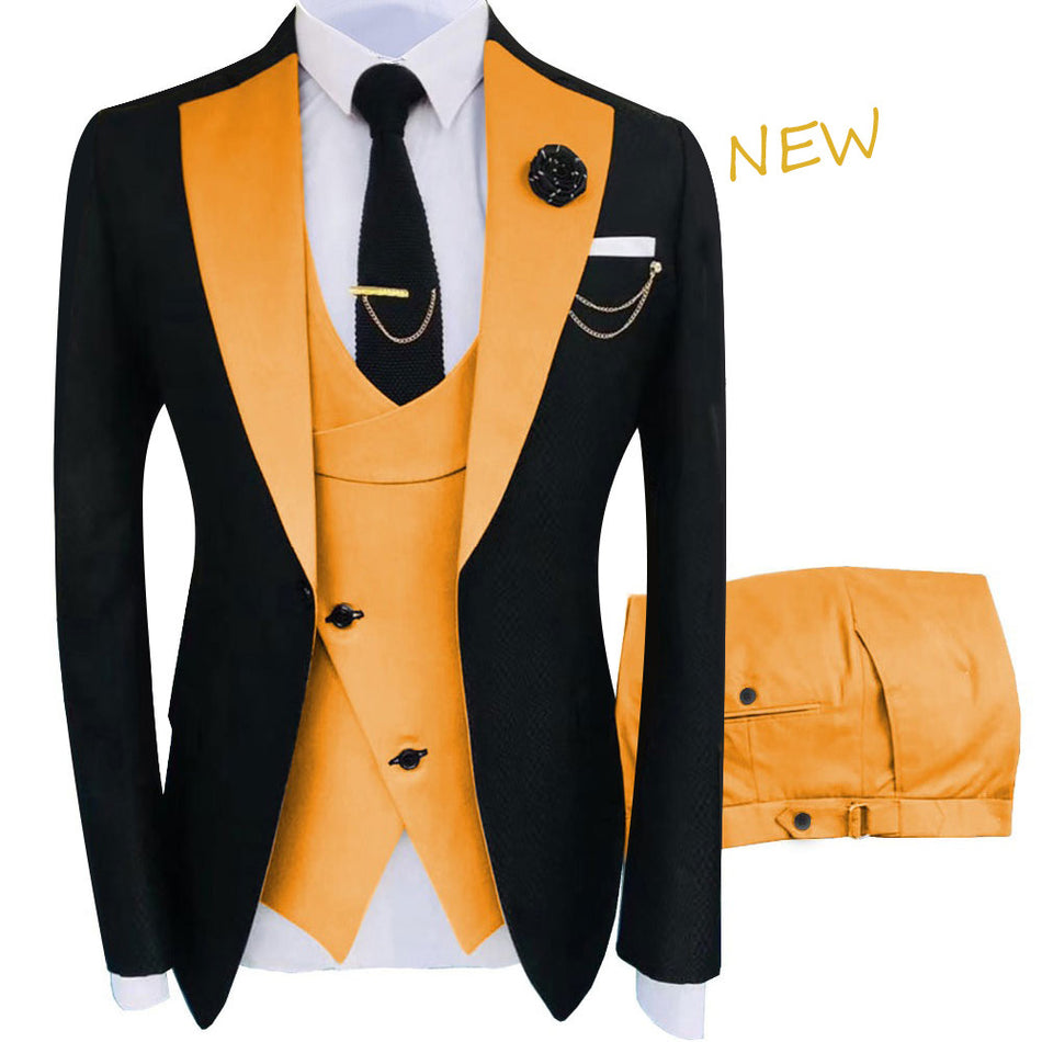 Men's Slim Fit Three-Piece Suit, Wedding and Groomsman Style