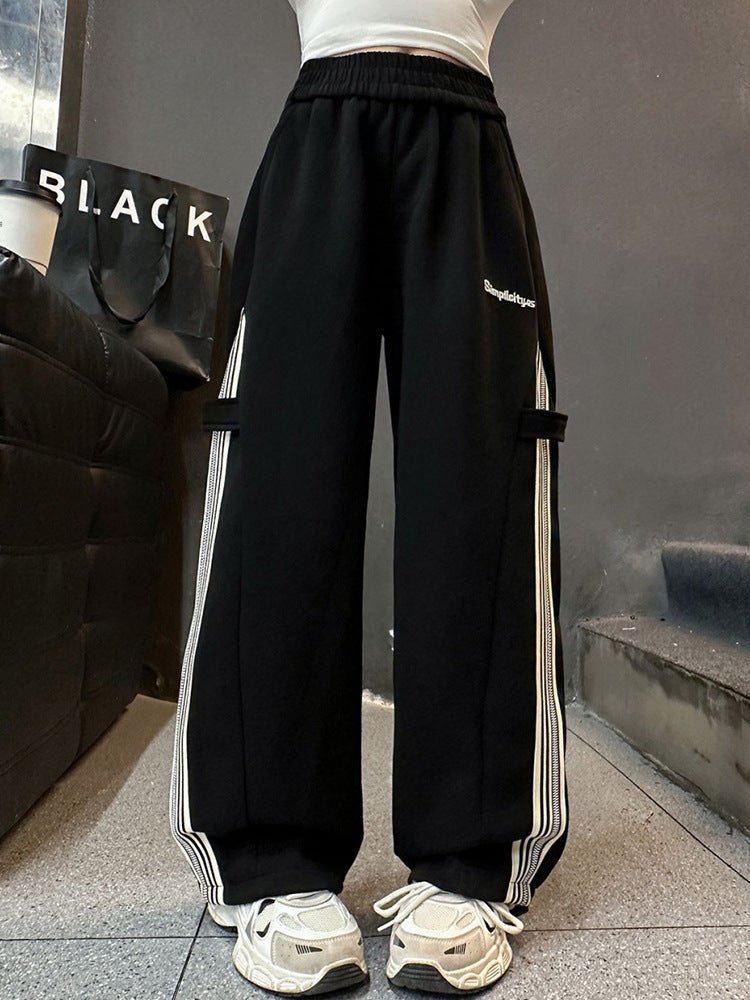 Unisex Children's Stripe Loose Fit Sweatpants
