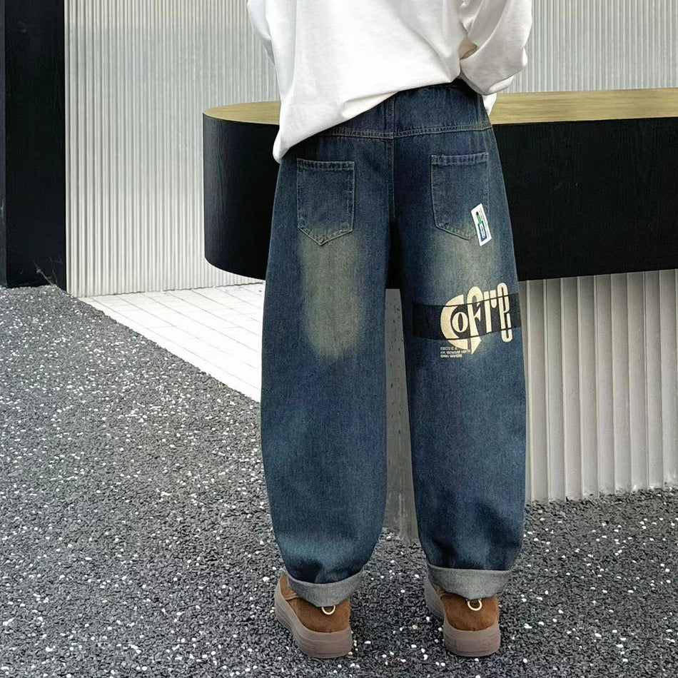 Boys' Patterned High-Waist Casual Long Pants