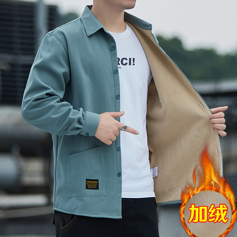 Men's Fleece-Lined Corduroy Shirt Jacket, Multi-Pocket Workwear