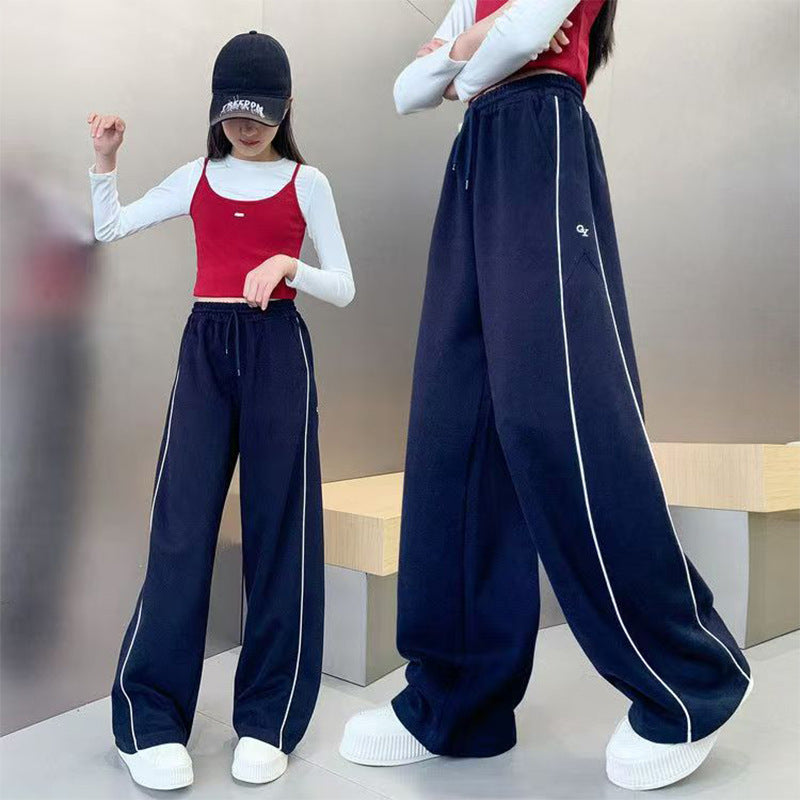 Girls' Loose Casual Straight-Leg Sweatpants