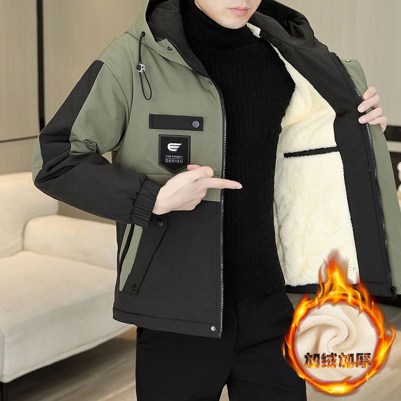 Men's Thickened Hooded Fleece Jacket, Warm Winter Coat