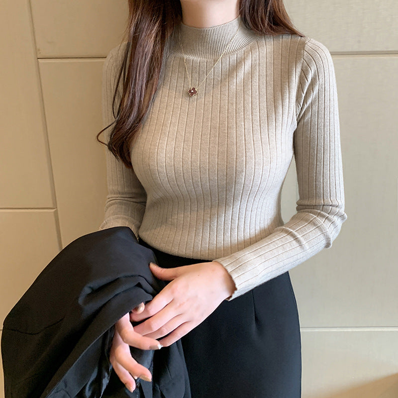 Women's Slim Half Turtleneck Long Sleeve Knit Top