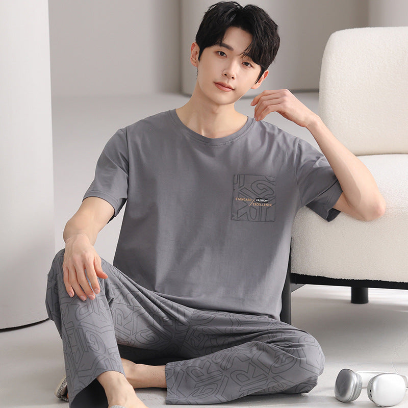 Men's 100% Cotton Pajama Set, Short-Sleeve Summer Home Wear