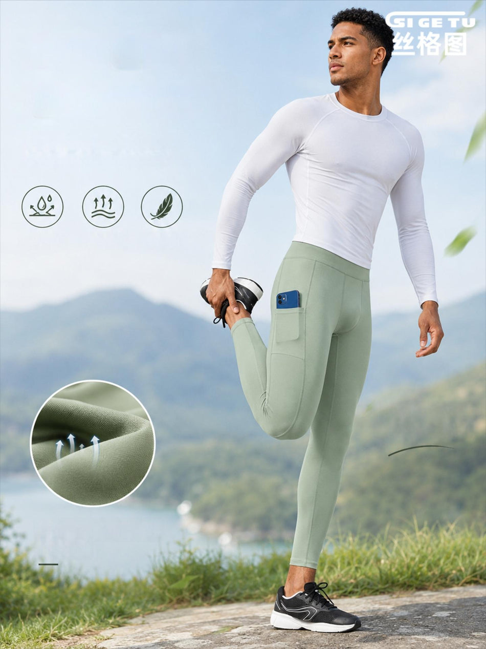 Men's Quick-Dry Fitness Pants, Tight Fit Training Trousers