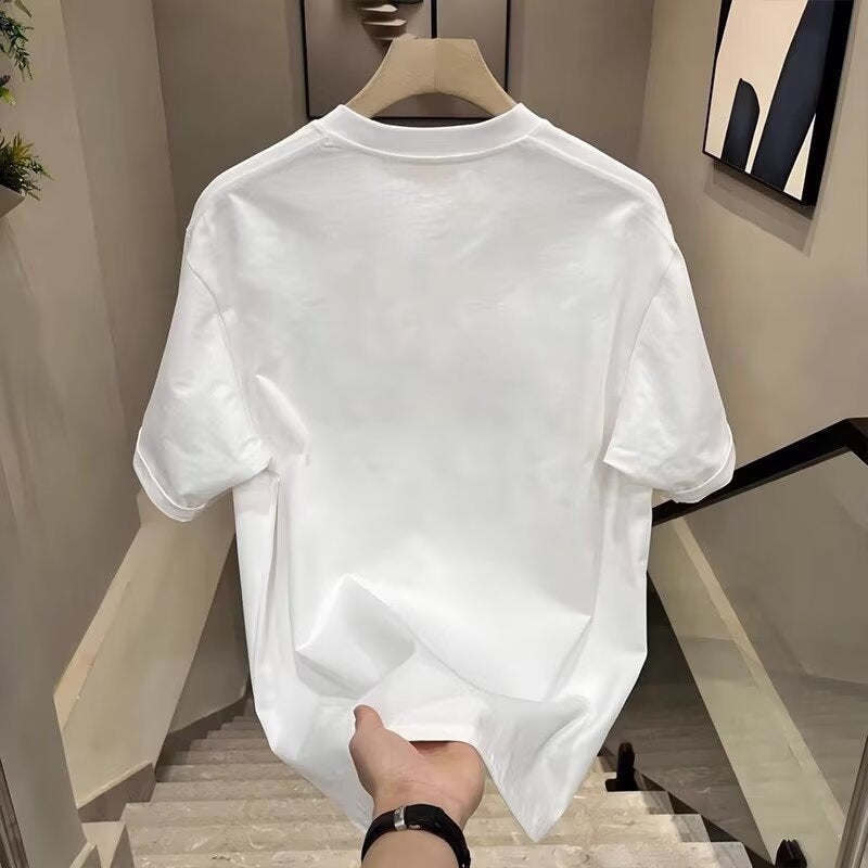 Men's Heavyweight Cotton T-Shirt, Retro Loose Fit Print Tee
