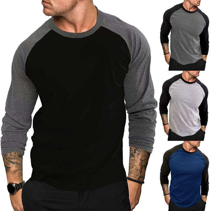 Men's Raglan Sleeve T-Shirt, Loose Fit Long-Sleeve Top