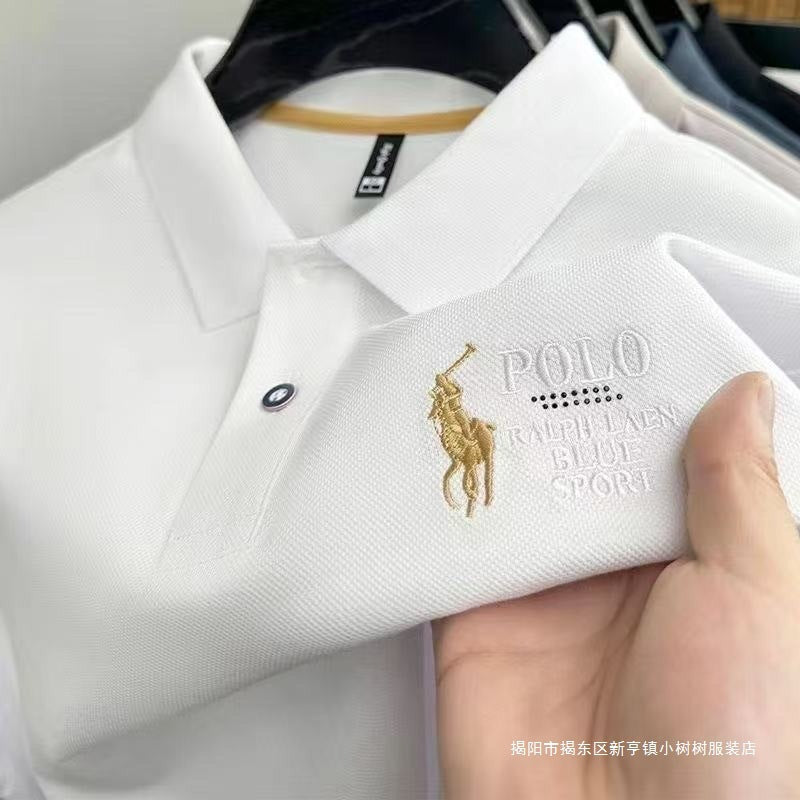 Men's Embroidered Polo Shirt, Breathable Short-Sleeve Business