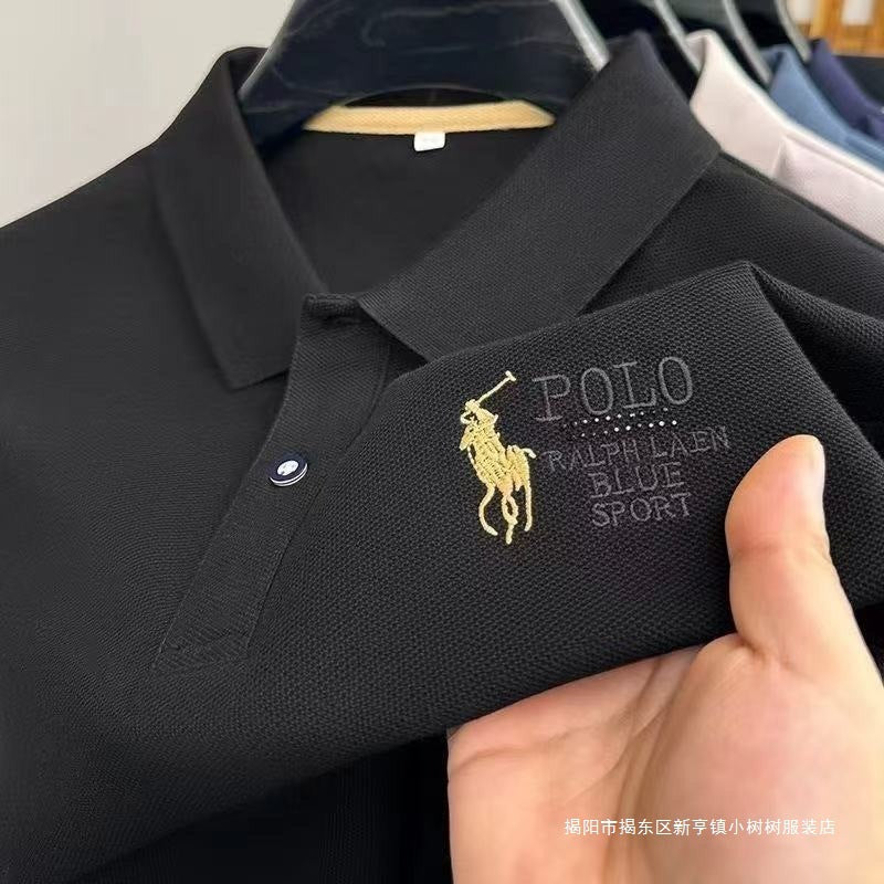 Men's Embroidered Polo Shirt, Breathable Short-Sleeve Business