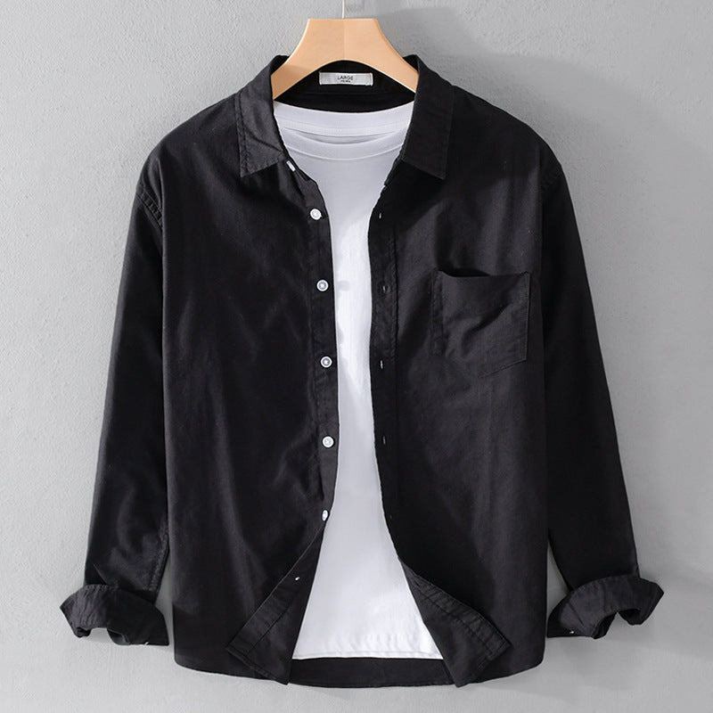 Men's Loose Fit Long-Sleeve Shirt, Korean Style Business Casual