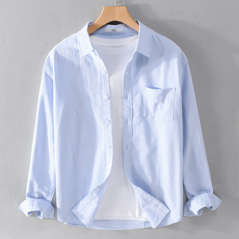 Men's Loose Fit Long-Sleeve Shirt, Korean Style Business Casual