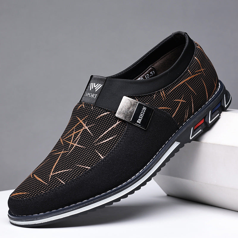 Men's Plaid Slip-On Business Casual Shoes, Plus Size