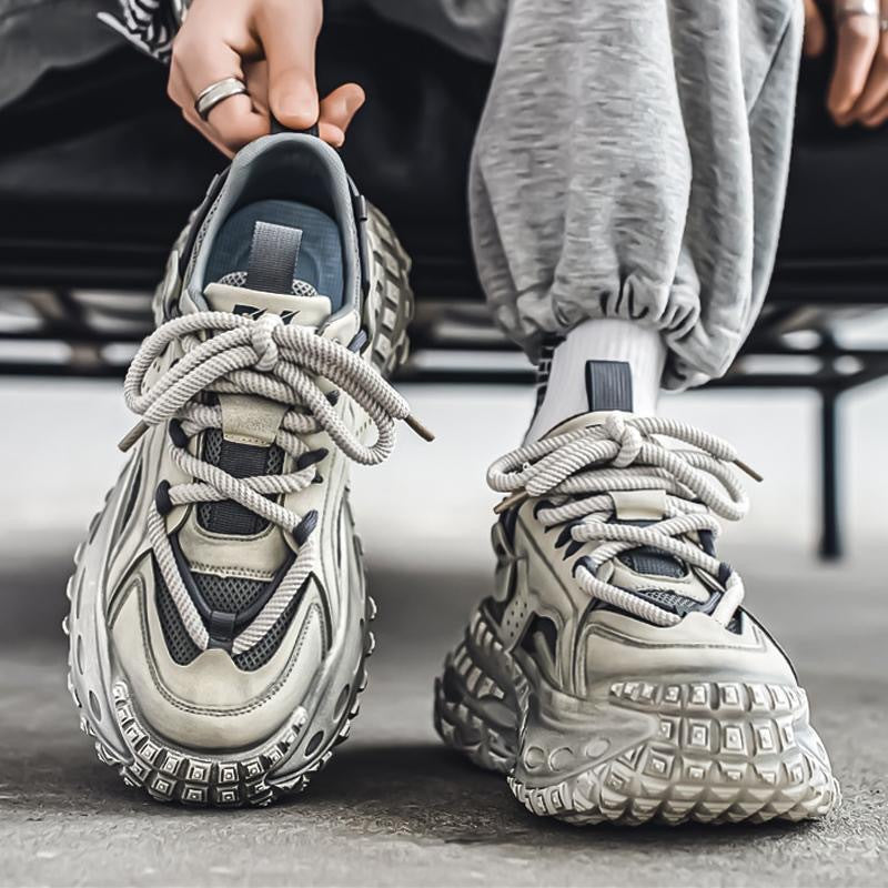 Men's Breathable Mesh Sneakers, Thick Sole Casual Shoes