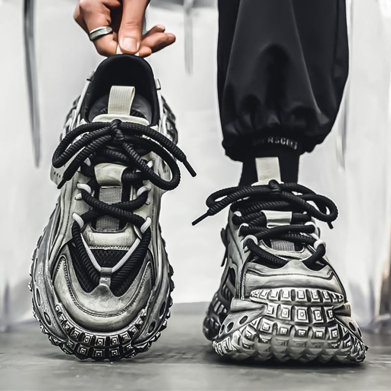 Men's Breathable Mesh Sneakers, Thick Sole Casual Shoes