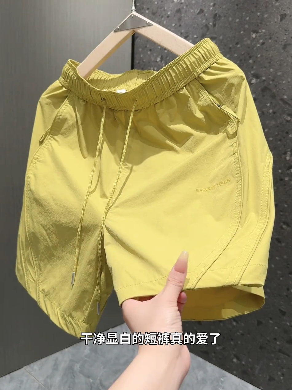 Men's Ice Silk Drawstring Shorts, Quick-Dry Breathable Summer