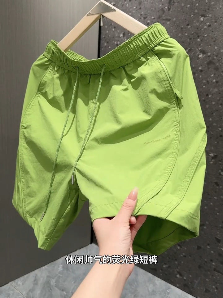 Men's Ice Silk Drawstring Shorts, Quick-Dry Breathable Summer