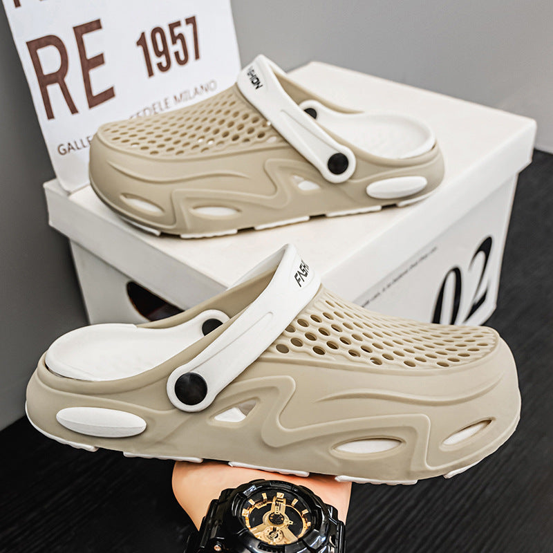 Men's Slip-On EVA Sandals, Non-Slip Perforated Beach Slippers