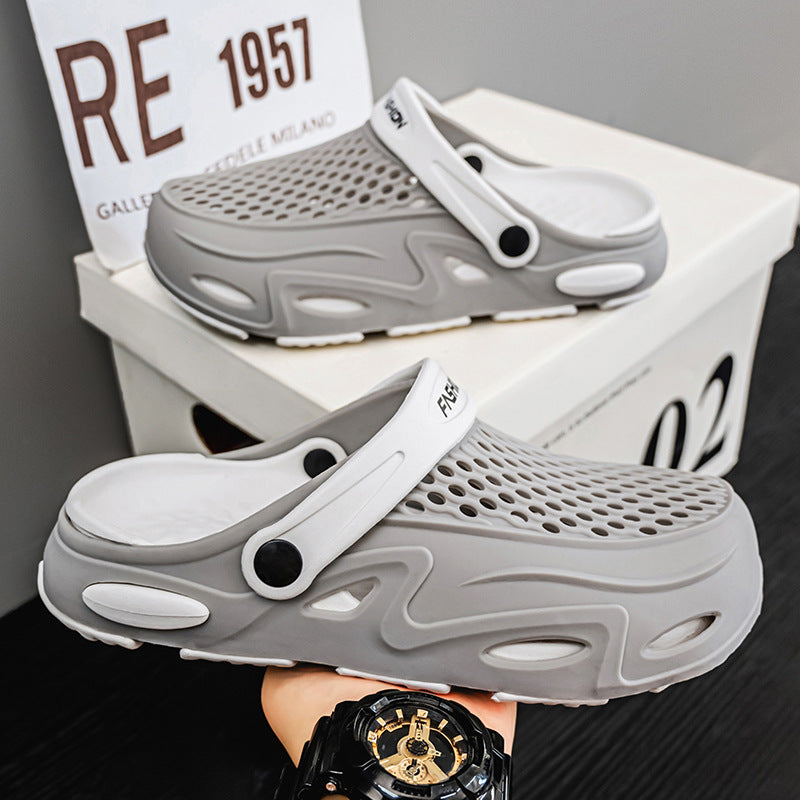 Men's Slip-On EVA Sandals, Non-Slip Perforated Beach Slippers
