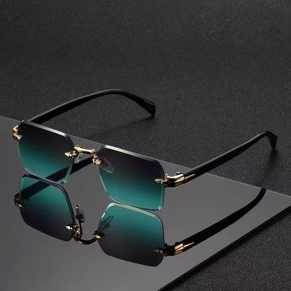 Frameless Metal Sunglasses, UV400 Vintage Artistic Style