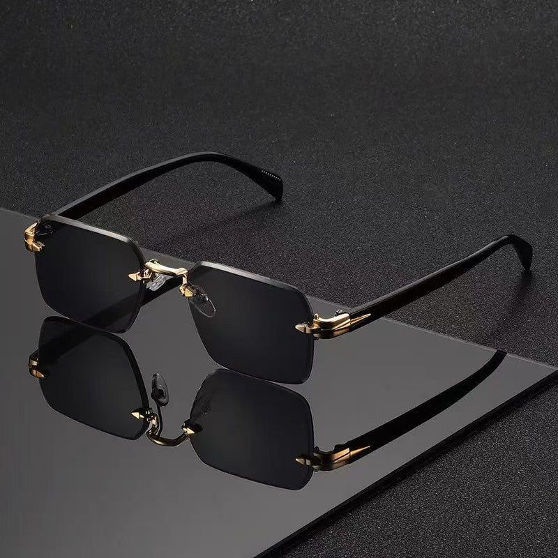 Frameless Metal Sunglasses, UV400 Vintage Artistic Style