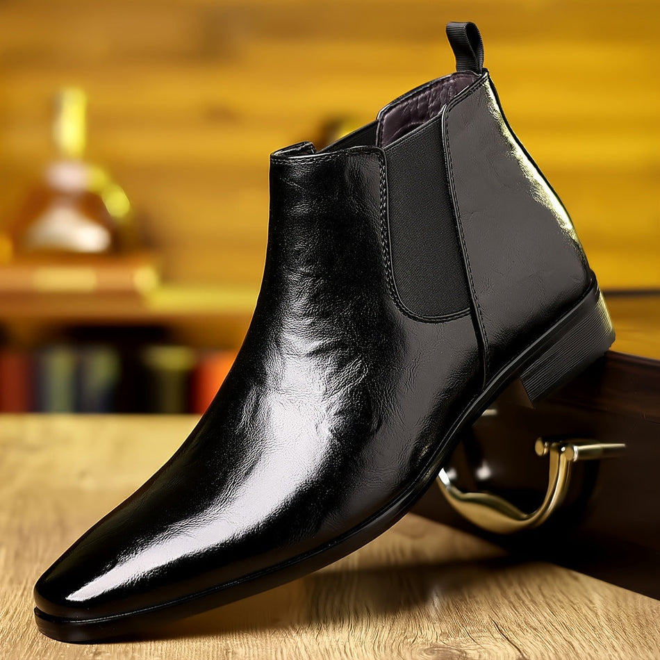 Men's Plus Size Pointed Toe Chelsea Boots Litchi Pattern