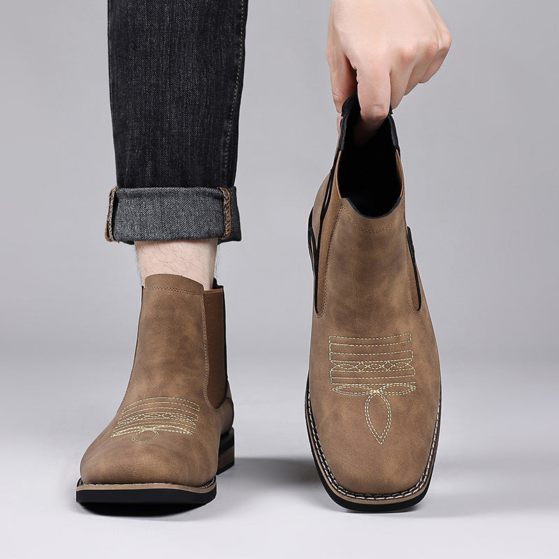 Men's High-Top Chelsea Boots Fashion Casual Slip-On Non-Slip