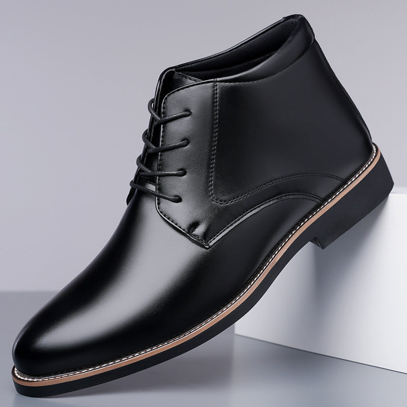 Men's High-Top Chelsea Boots Lace-Up Business Formal Shoes