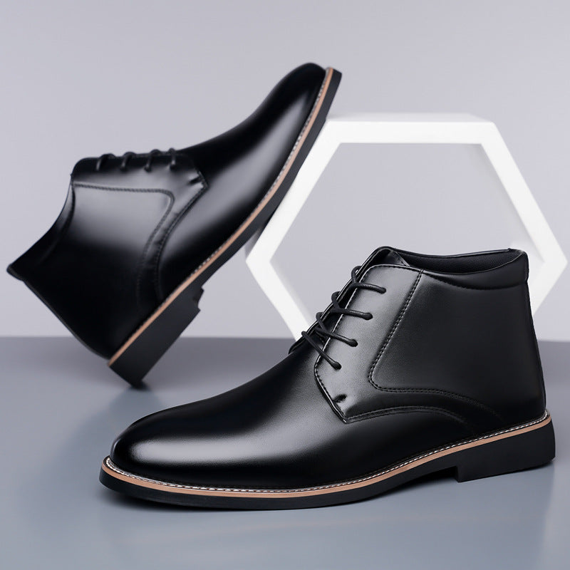 Men's High-Top Chelsea Boots Lace-Up Business Formal Shoes