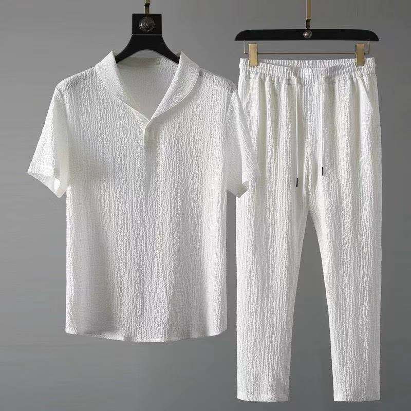 Men's Two-Piece Casual Suit, Short-Sleeve Thin Summer Set