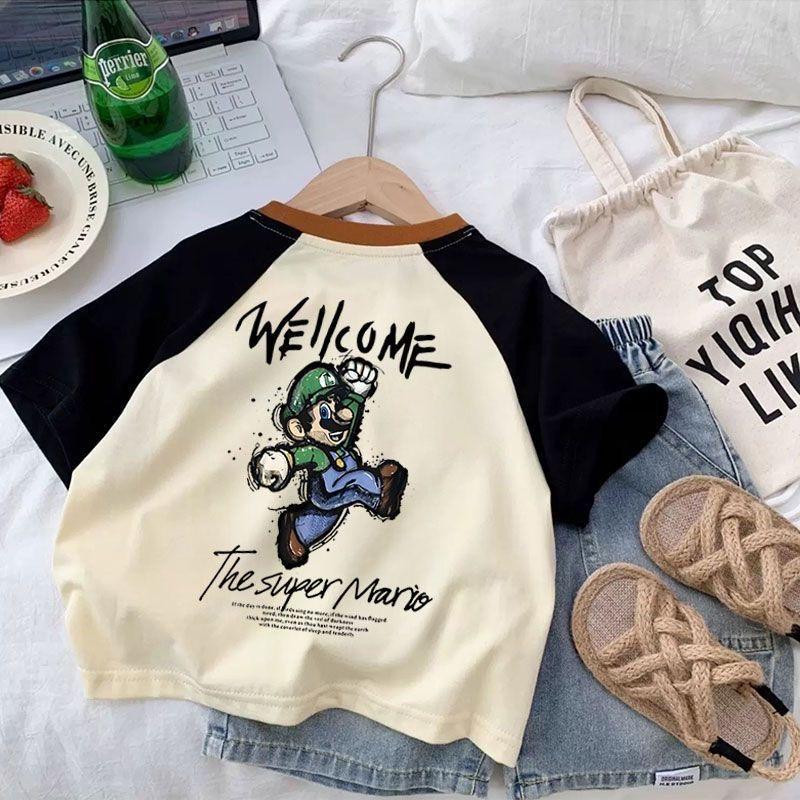 Kids' Cotton Cartoon T-Shirt, Short-Sleeve Boys Summer Top