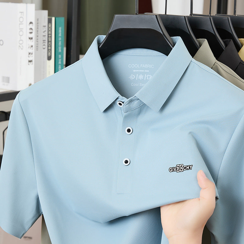 Men's Seamless Fitted Polo Shirt, Breathable Casual Top