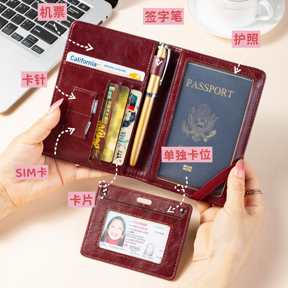 Multifunctional Passport Holder, PU Travel Document