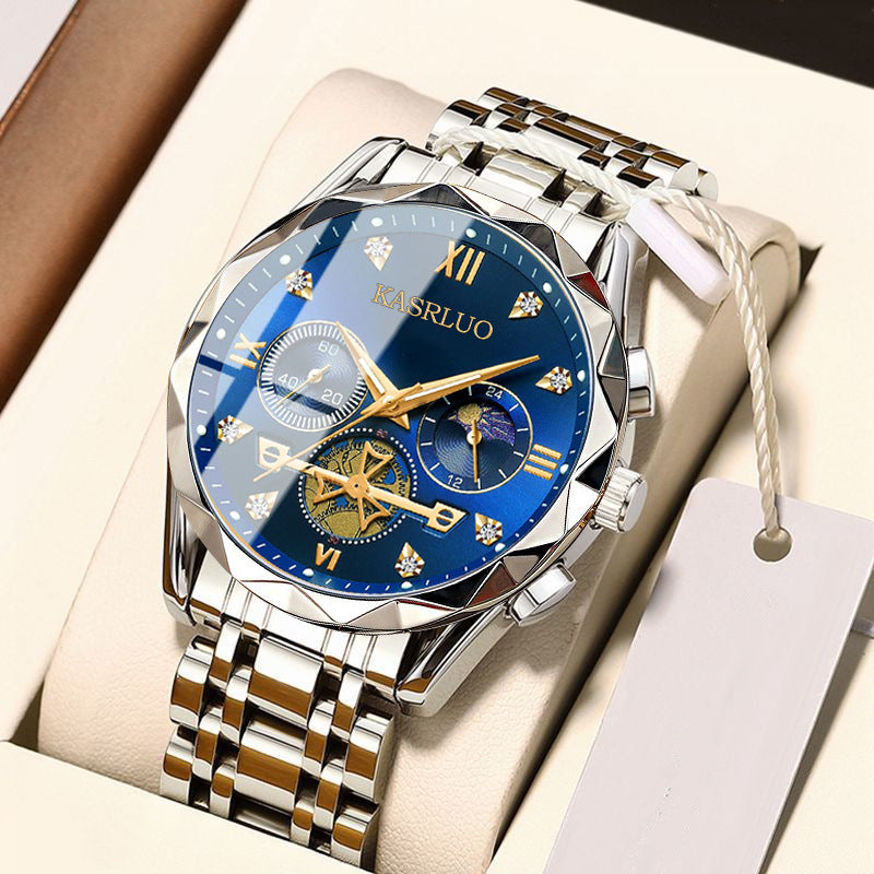 Men's Alloy Quartz Watch, Multifunctional Casual Timepiece