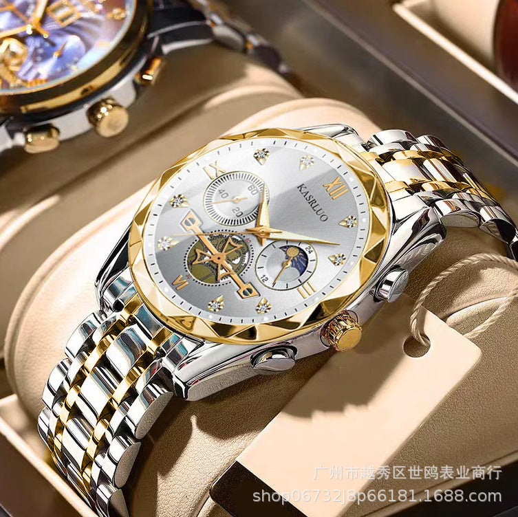 Men's Alloy Quartz Watch, Multifunctional Casual Timepiece