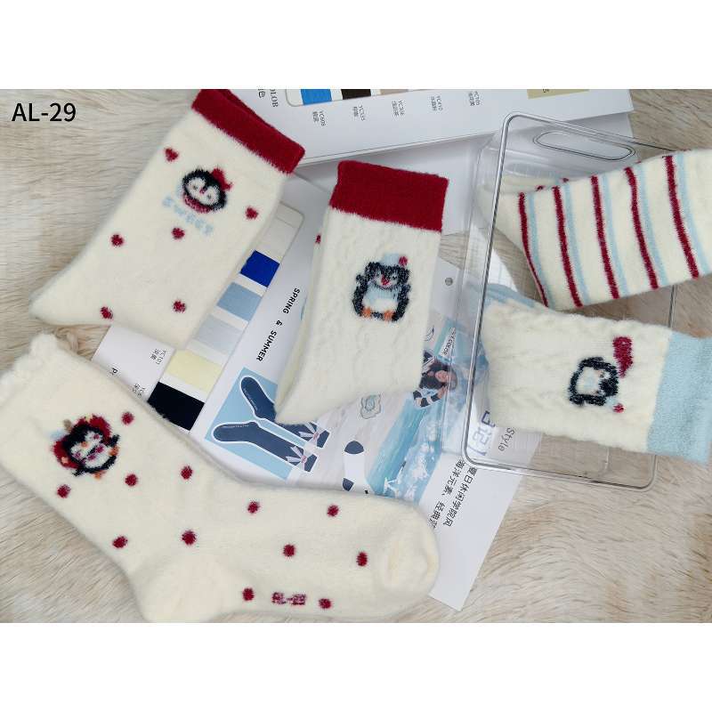 Women's Plush Penguin Mink Velvet Warm Mid-Calf Socks- Pack of 5
