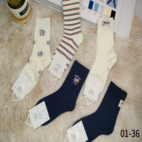 Women's Cute Cartoon Cotton Mid-Calf Socks