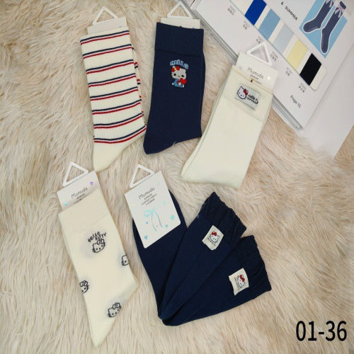 Women's Cute Cartoon Cotton Mid-Calf Socks