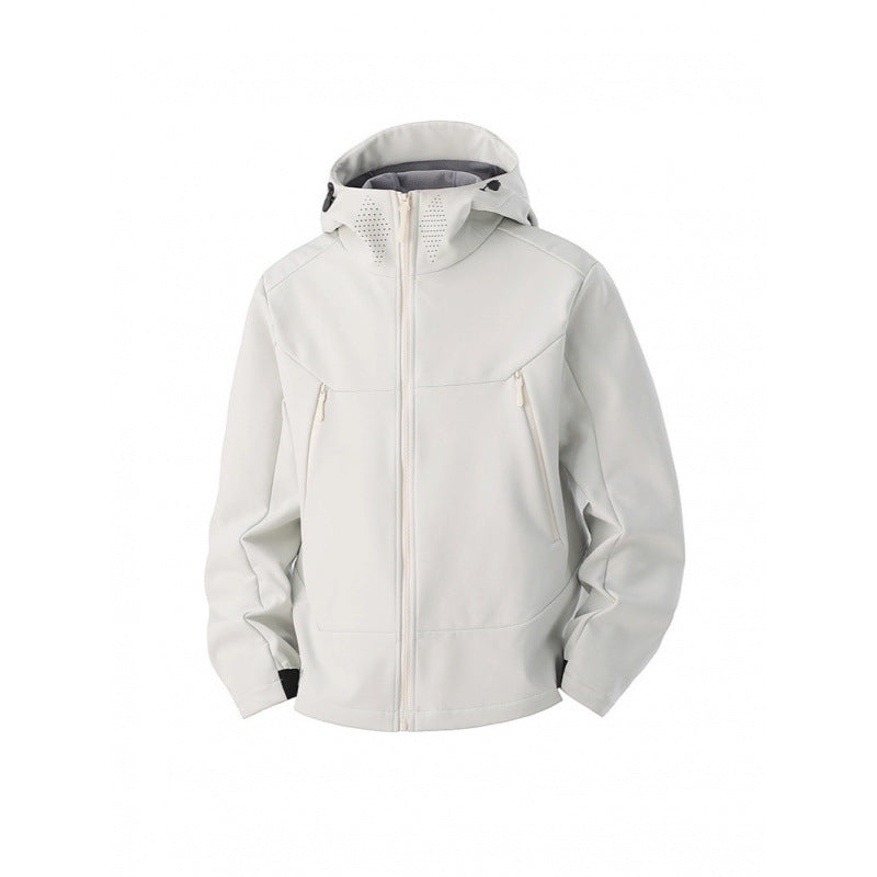 Men's Hooded Windproof Softshell Jacket, Casual Outdoor Outerwear